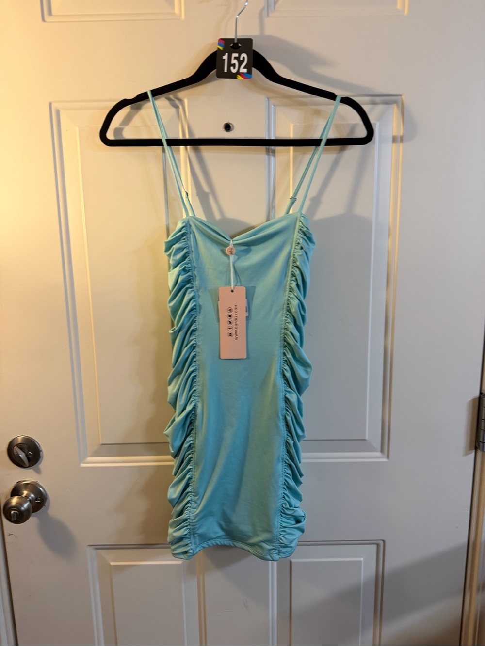 Oh Polly Aqua Ruched Bodycon Mini Dress NWT XS